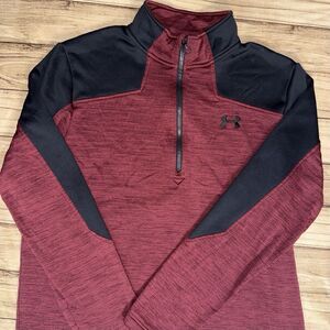 Men’s Under Armour XL Maroon 1/4 Zip Pullover Sweater Loose Fit